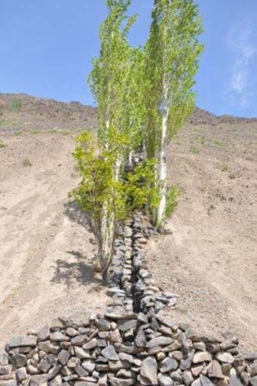 Cascading rock irrigation channel